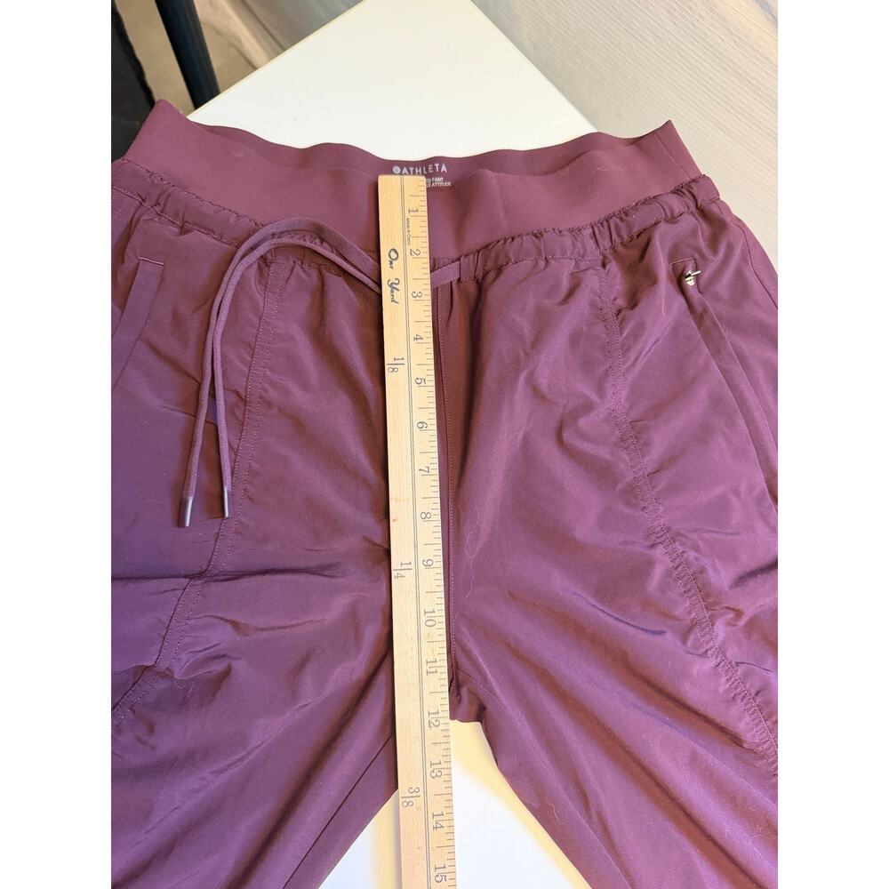 Athleta Attitude Lined Pants Womens 8 Tall Ruched Burgundy Athletic Jogger Dance - Picture 12 of 13